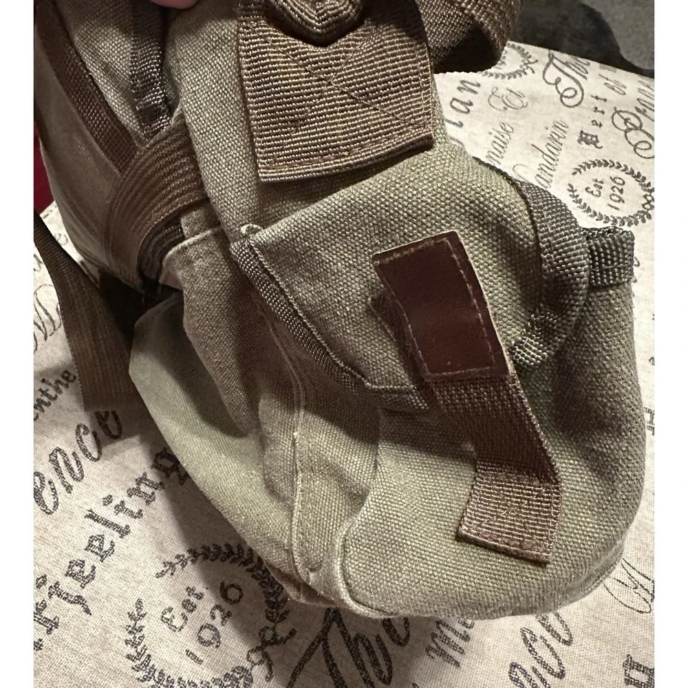 Sovrano Olive Canvas Messenger Bag Crossbody - Qdoba Logo'd